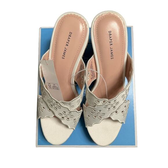 Draper James White Wedge Eyelet Fabric Sandal Ladies Heel Size 8 NIB - Picture 4 of 12